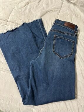 Circle & Sky Wide-Leg Raw Hem Jeans in Dark Blue
